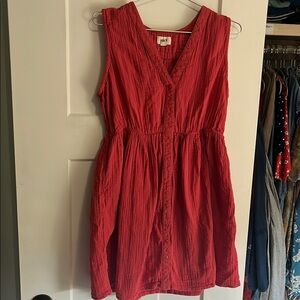 Pact Muted Red 100% Organic Cotton Empire Waist Dress/Tunic – Size M